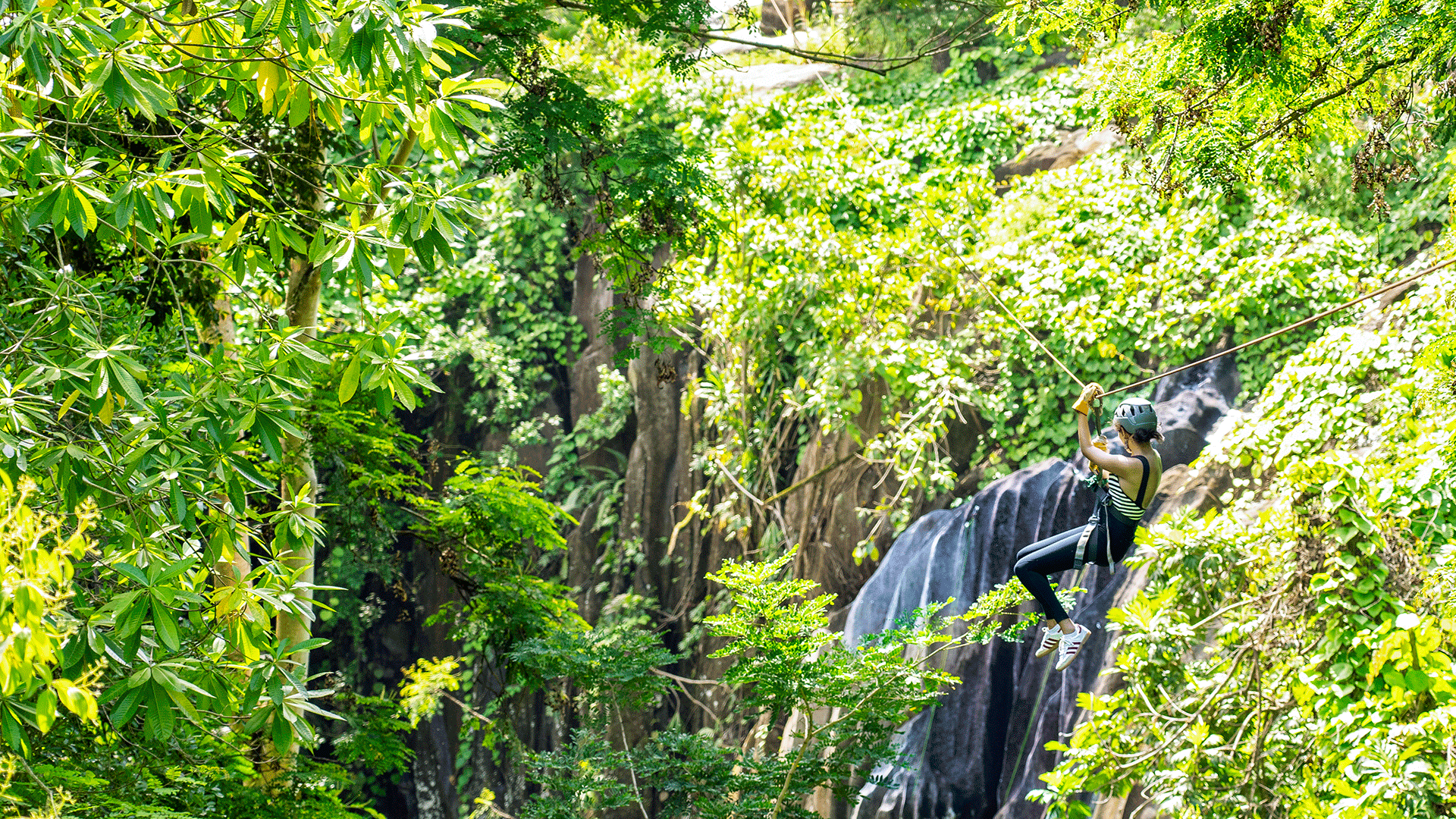 Zip lining at Constance Ephelia